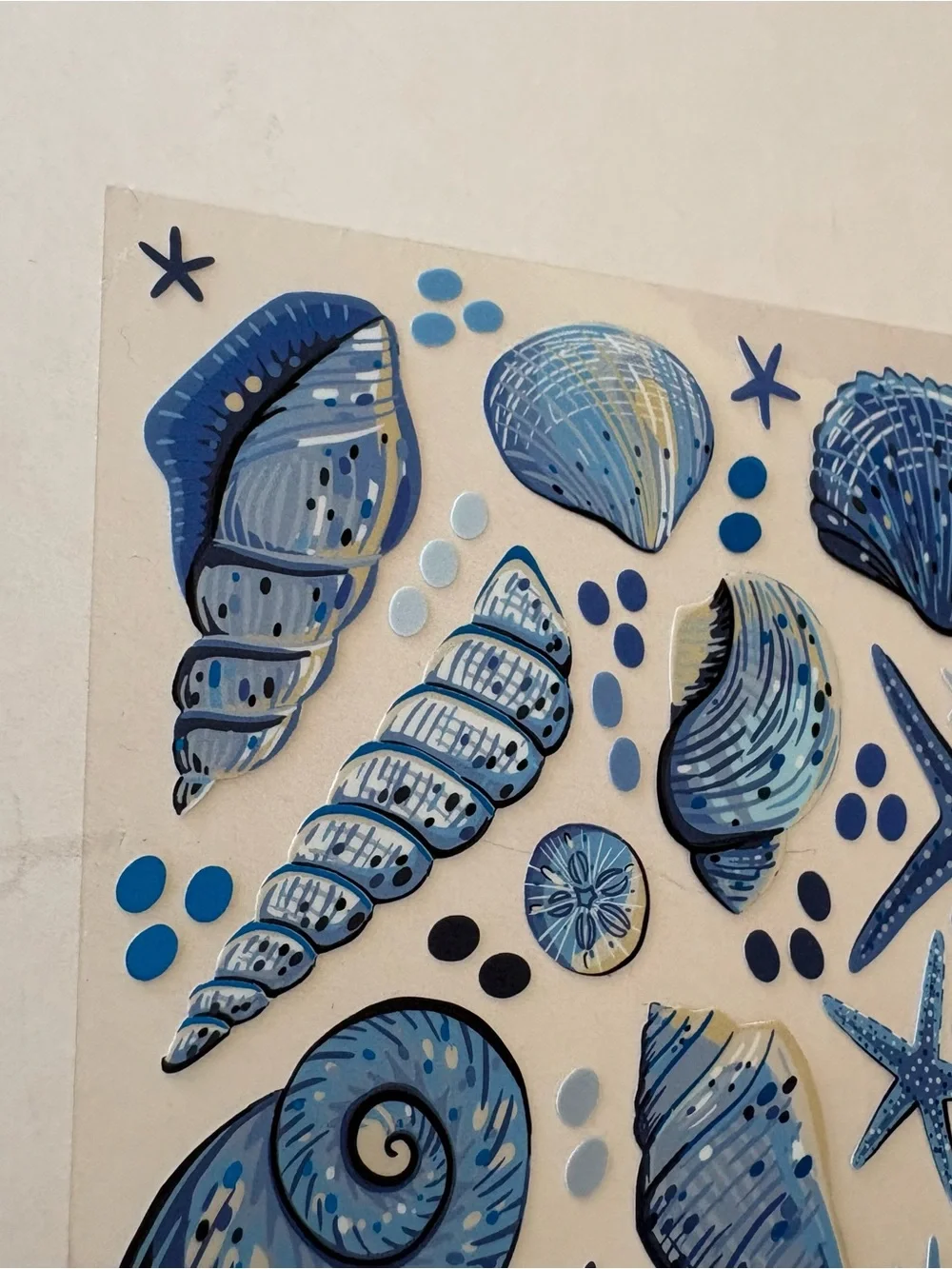 Santorini Shells Blue Seashell Sticker Sheet - Scrapbook junk journal